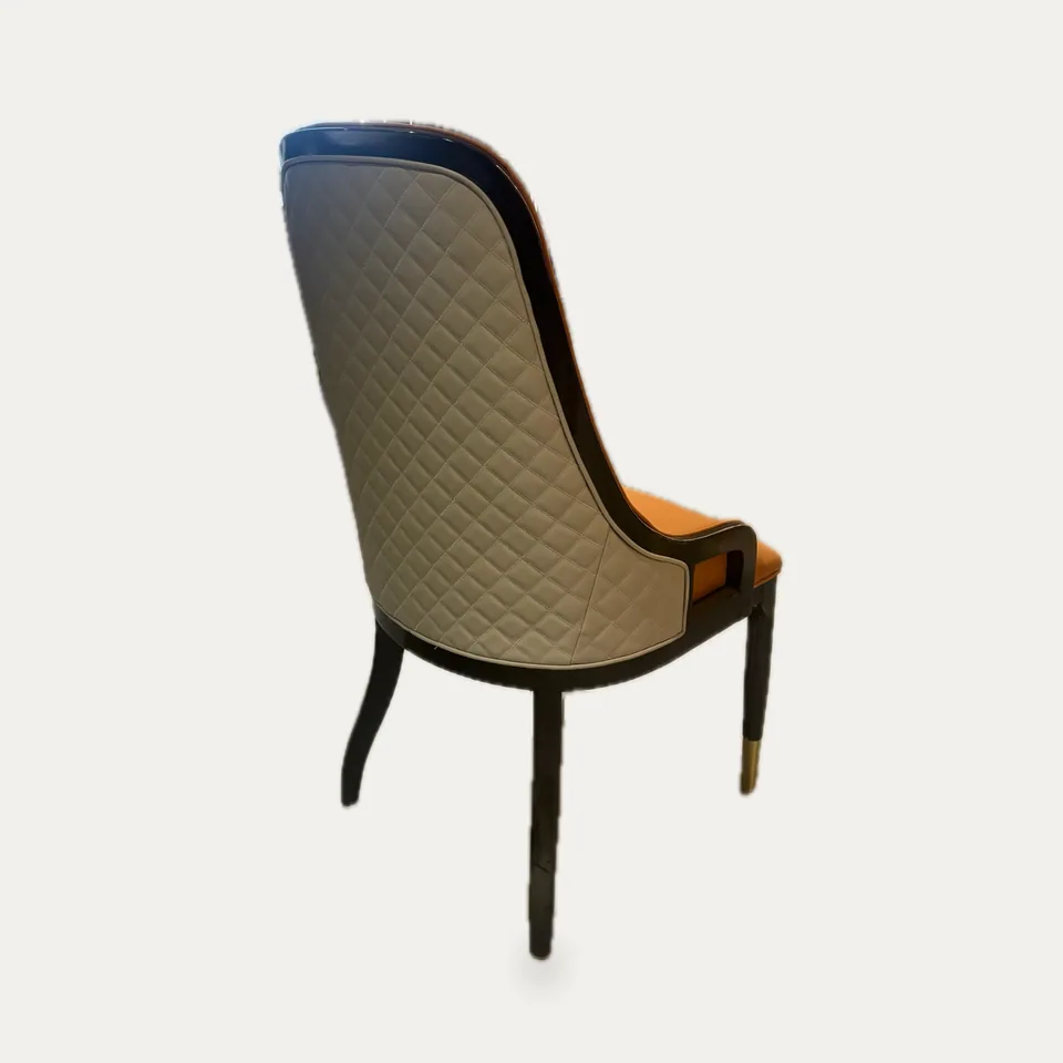 Cognac Buttoned Salon Chair view 2