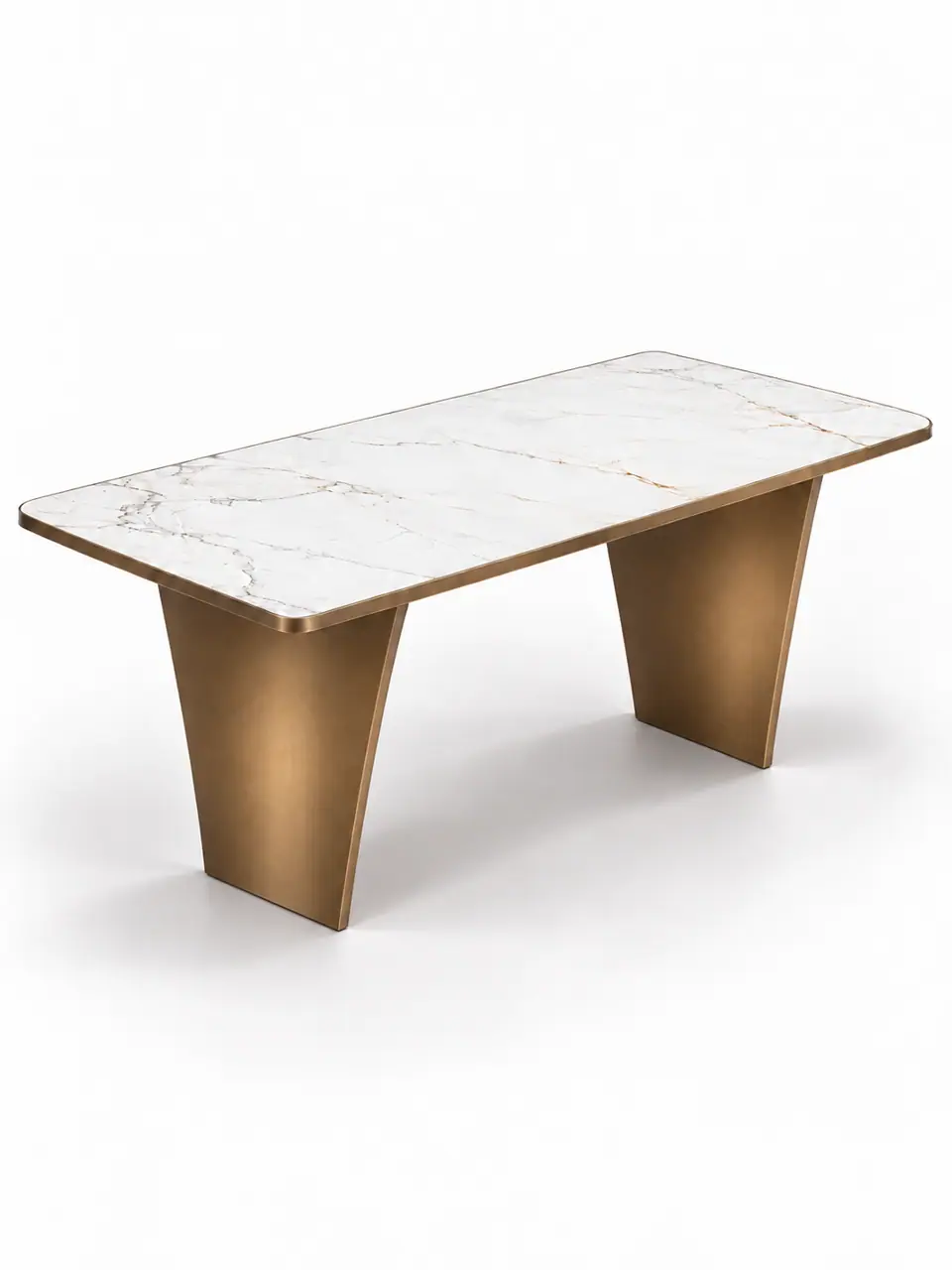 Flared Brass Trestle Table