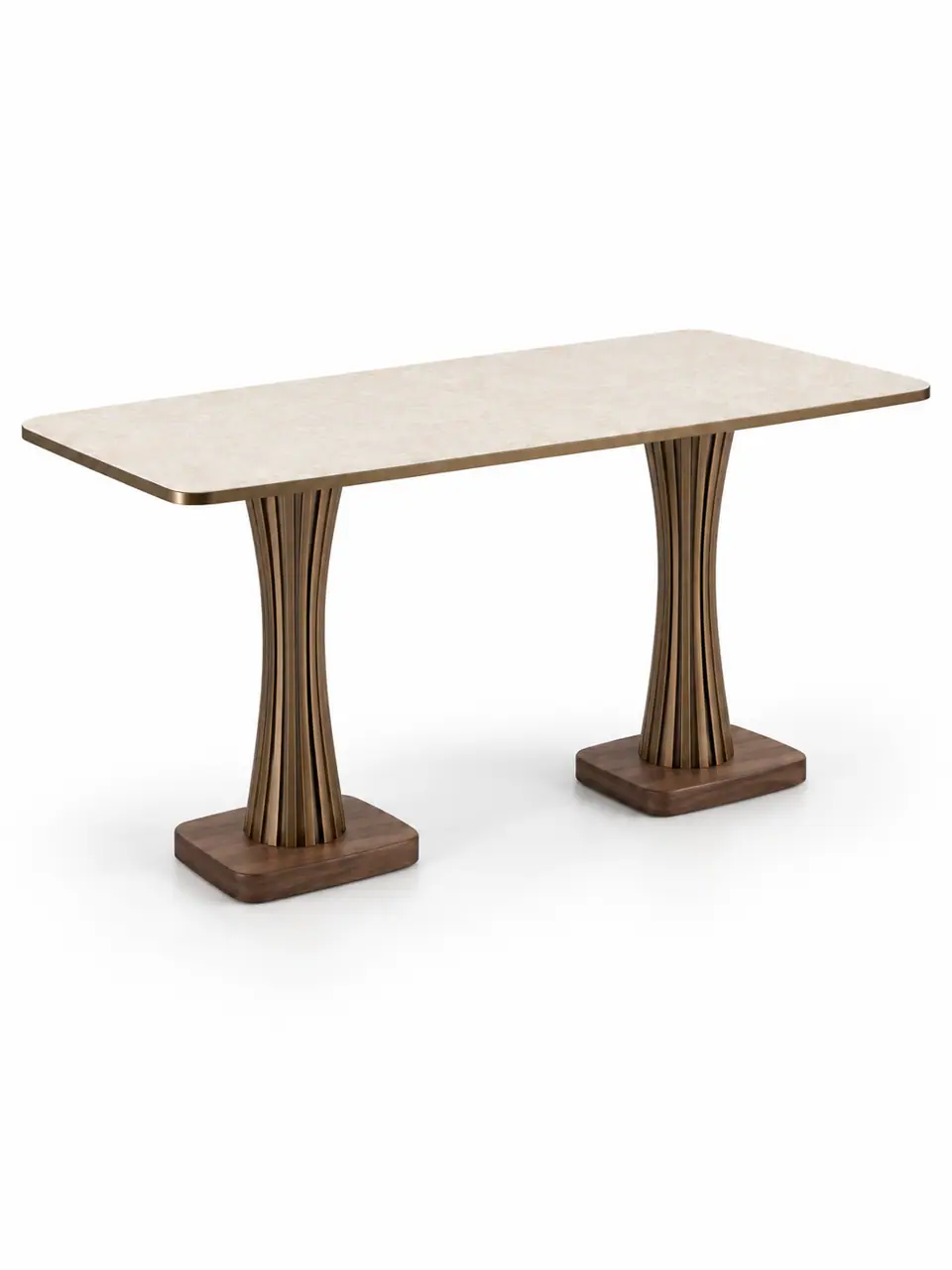 Fluted Brass Twin-Column Table