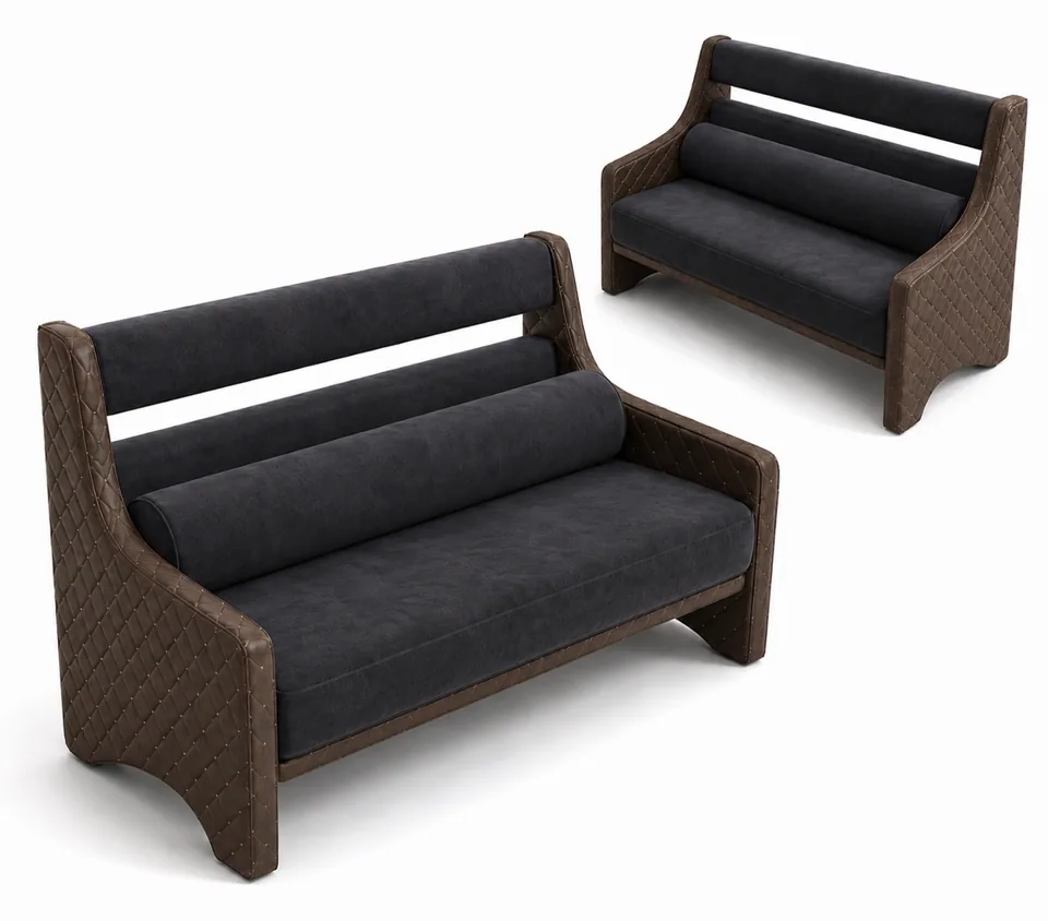 Quilted Wing Settee Booth