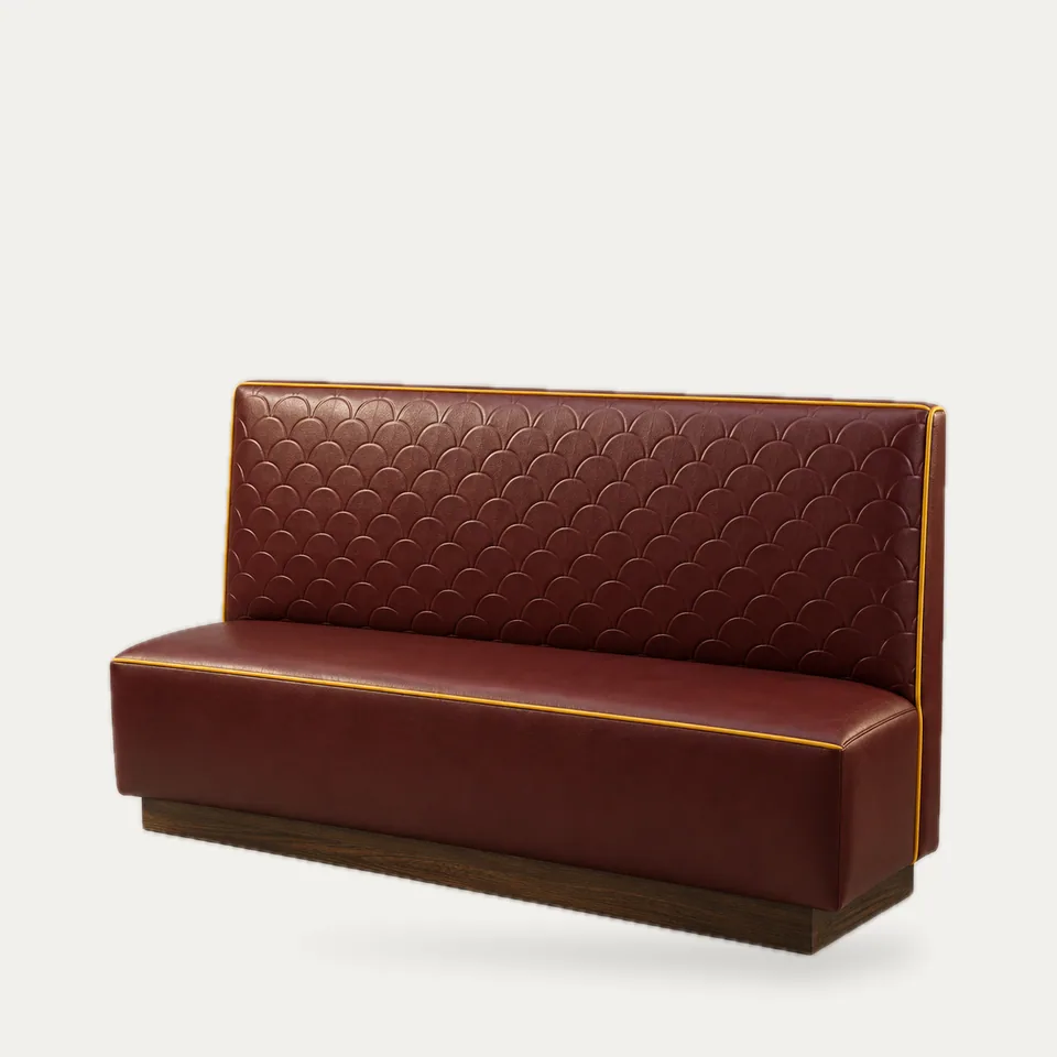 Scallop Embossed Leather Banquette