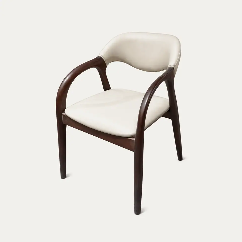 Sweep-Arm Leather Dining Chair