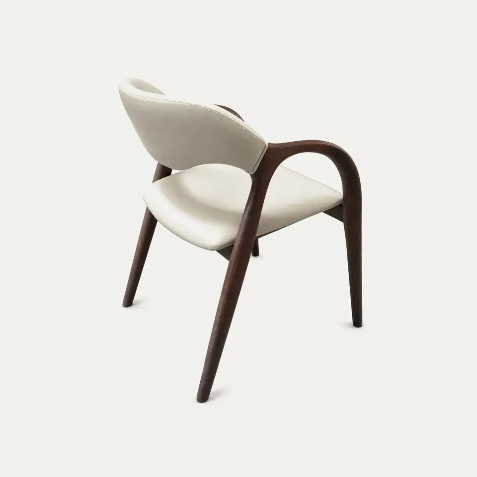 Sweep-Arm Leather Dining Chair view 2
