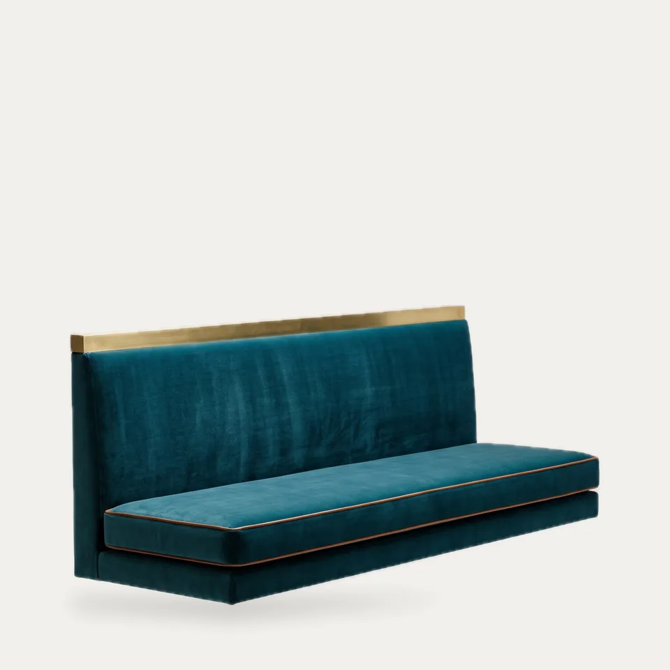 Teal Velvet Floating Banquette