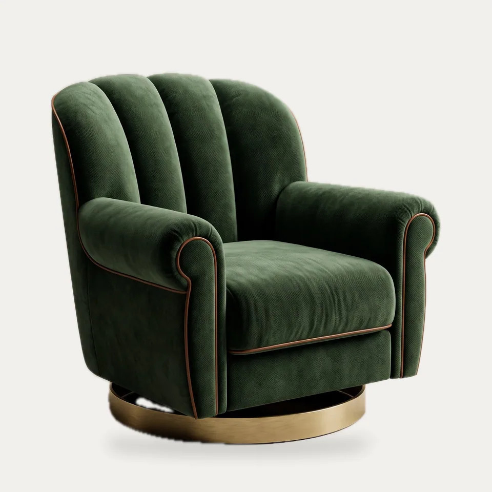 Velvet Channel Swivel Club Chair