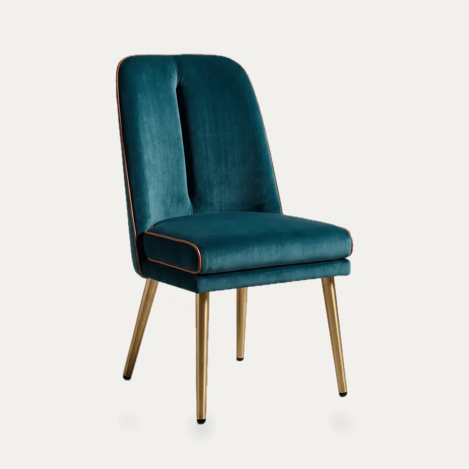 Velvet Dining Chair with Brass Legs